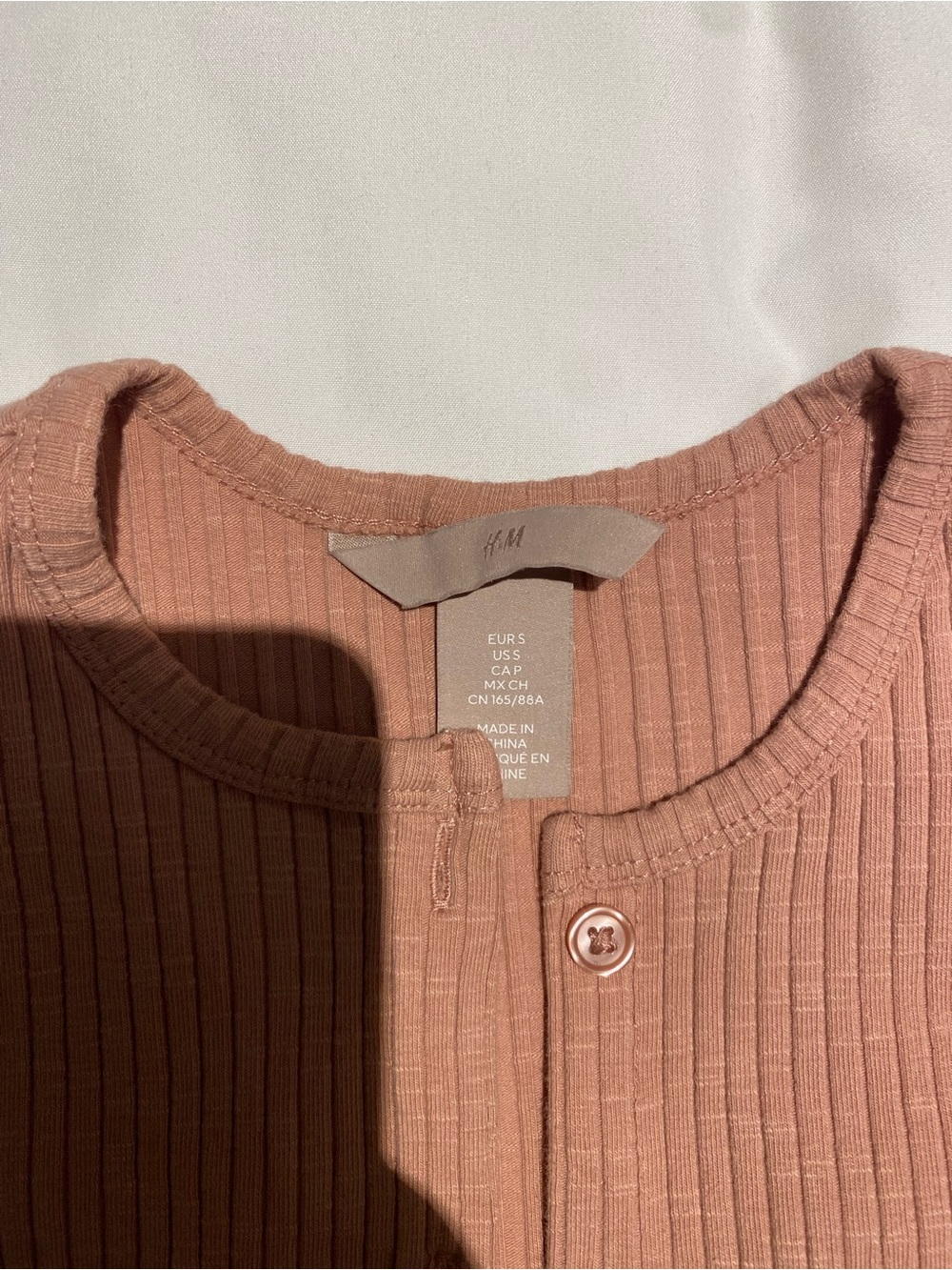 H&M Ribbed Button-Front Cardigan - Dusty Rose - Picture 2 of 2